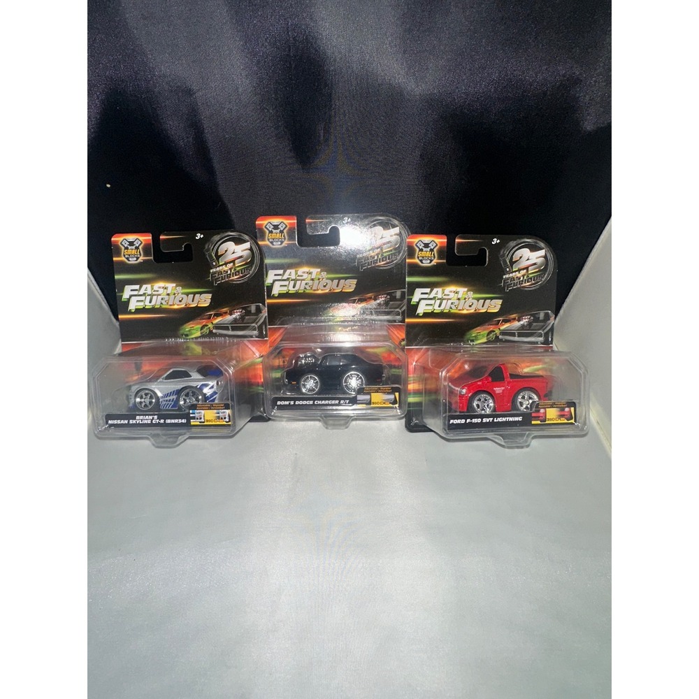 Fast & Furious Small Blocks Die-Cast 3 Car Set Skyline Charger F-150 1:43 Scale